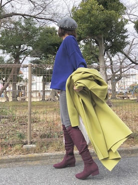 「ブーツインスタイル」｜「アイテム（その他アウター）」を使った、kaorinnさん（レディース・158cm）の冬コーディネート