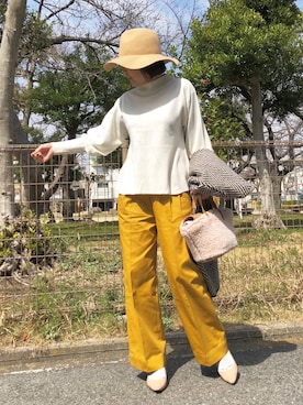 「マスタードイエロー」｜kaorinnさん（レディース・158cm）の春コーディネート