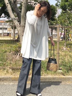 「coca（ANDEX shoes product）（コカ）のアイテム（Tシャツ/カットソー）」を使った、kaorinnさん（レディース・158cm）の春コーディネート