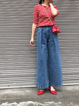 「バギーデニム」｜「アイテム（バレエシューズ）」を使った、kaorinnさん（レディース・158cm）の夏コーディネート