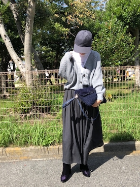 「アイテム（ブーツ、パープル系）」を使った、kaorinnさん（レディース・158cm）の冬コーディネート