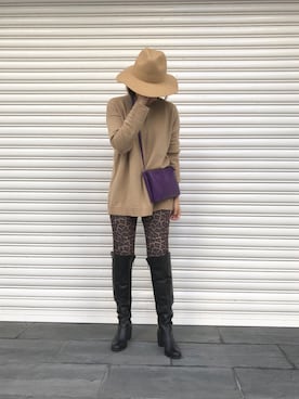 「BLISS POINT（ブリスポイント）のアイテム（バッグ）」を使った、kaorinnさん（レディース・158cm）の冬コーディネート