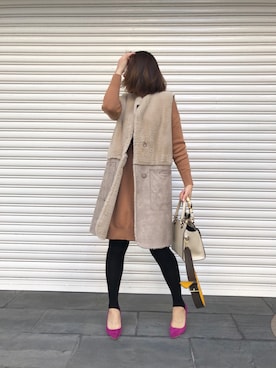 「AmiAmi（アミアミ）の【雑誌steady.5月号掲載商品】走れる7cmヒールパンプス/生地巻きヒール/春夏Ver.（パンプス）」を使った、kaorinnさん（レディース・158cm）の冬コーディネート