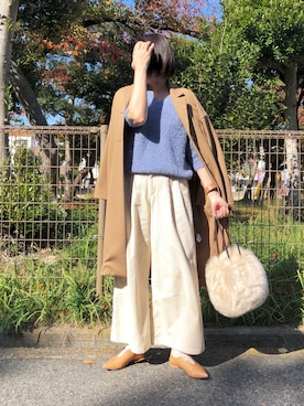 「水色」｜「アイテム（テーラードジャケット）」を使った、kaorinnさん（レディース・158cm）の冬コーディネート