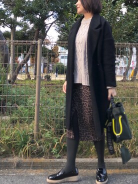 「レオパ柄」｜kaorinnさん（レディース・158cm）の冬コーディネート