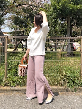 「スリット」｜「アイテム（バレエシューズ）」を使った、kaorinnさん（レディース・157cm）の夏コーディネート
