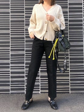 「ケーブルカーディガン」｜「アイテム（その他シューズ）」を使った、kaorinnさん（レディース・158cm）の秋コーディネート