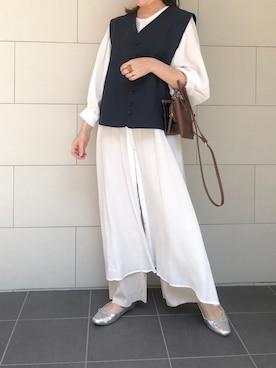 「ベスト×ワンピース」｜kaorinnさん（レディース・158cm）の春コーディネート