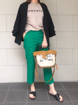 「トングサンダル」｜「アイテム（ノーカラージャケット）」を使った、kaorinnさん（レディース・158cm）の夏コーディネート
