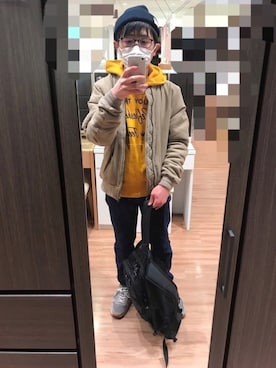 「しまむら（シマムラ）のアイテム（ブルゾン）」を使った、 ucさん（メンズ・159cm）の春コーディネート