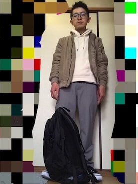 「しまむら（シマムラ）のアイテム（ブルゾン）」を使った、 ucさん（メンズ・159cm）の春コーディネート