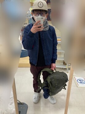 「ZIP FIVE（ジップファイブ）のアイテム（MA-1）」を使った、 ucさん（メンズ・159cm）の冬コーディネート