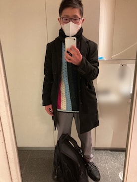 「アンクルパンツ」｜「アイテム（チェスターコート）」を使った、 ucさん（メンズ・159cm）の春コーディネート
