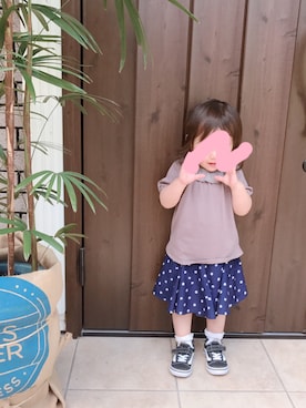 「アイテム（スカート）」を使った、inaさん（キッズ・80cm）の春コーディネート