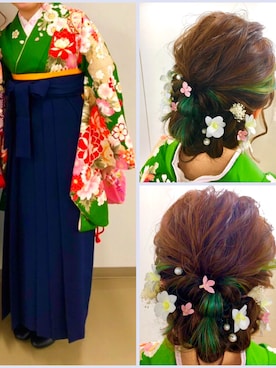 「袴」｜「アイテム（浴衣）」を使った、nan:noさん（レディース・151cm）の冬コーディネート