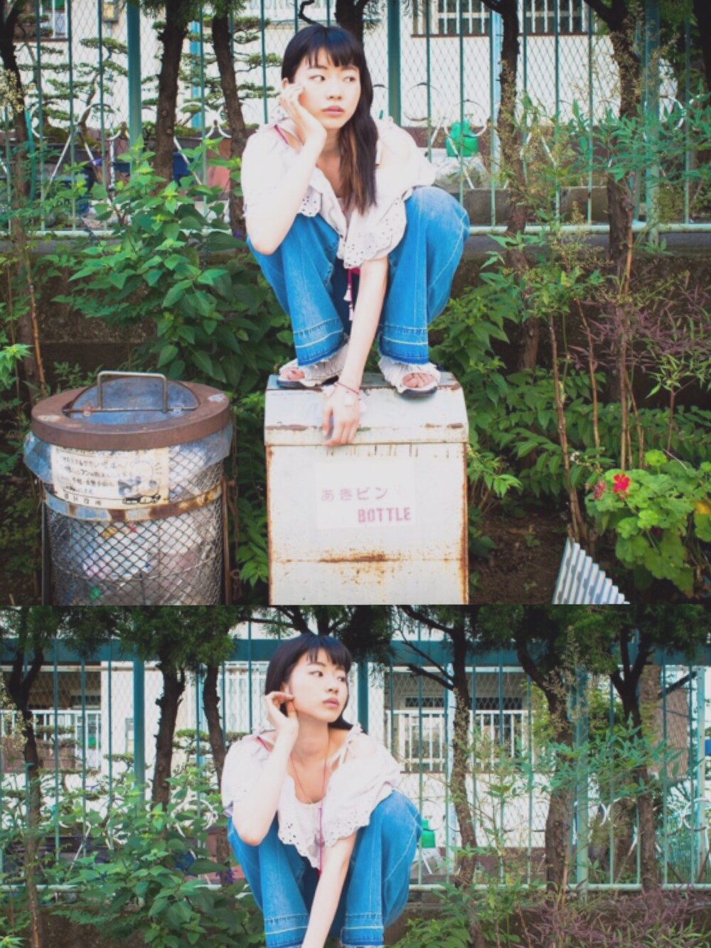 「リーバイス、ドラフトLS、LILICIOUS、merry jenny、肩出しトップス、肩出し、ポートレート、Levi's、ポージング、夏」｜「merry jennyのリボンオフショル（シャツ/ブラウス、グレー系）」を使った、おんざさん（レディース・168cm）の冬コーディネートの1枚目の写真