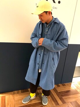 「tk.TAKEO KIKUCHI」｜「アイテム（ステンカラーコート）」を使った、so-yaさん（メンズ・169cm）の冬コーディネート