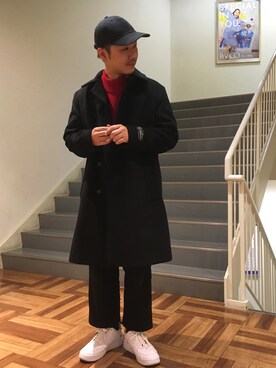 「tk.TAKEO KIKUCHI（ティーケータケオキクチ）のアイテム（チェスターコート）」を使った、so-yaさん（メンズ・169cm）の秋コーディネート