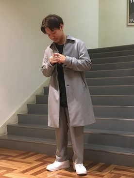 「tk.TAKEO KIKUCHI」｜「アイテム（ステンカラーコート）」を使った、so-yaさん（メンズ・169cm）の冬コーディネート