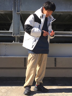 「tk.TAKEO KIKUCHI」｜「アイテム（ダウンジャケット/コート）」を使った、so-yaさん（メンズ・170cm）の秋コーディネート