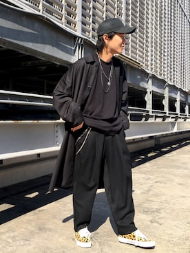 「tk.TAKEO KIKUCHI（ティーケータケオキクチ）のアイテム（ステンカラーコート）」を使った、so-yaさん（メンズ・169cm）の冬コーディネート