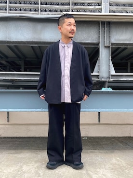 「tk.TAKEO KIKUCHI（ティーケータケオキクチ）のアイテム（ノーカラージャケット）」を使った、so-yaさん（メンズ・169cm）の冬コーディネート