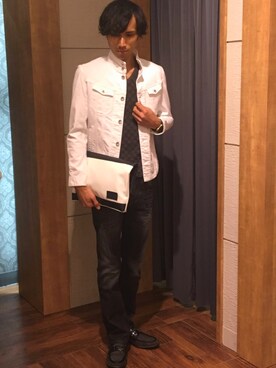 「ビットローファー」｜「アイテム（その他シューズ）」を使った、Suguru Yoshizakiさん（メンズ・178cm）の冬コーディネート