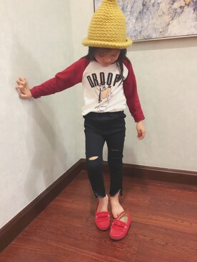 「no brand（ノーブランド）のアイテム（ローファー）」を使った、秋小猫遇见夏小暑さん（キッズ・100cm）の夏コーディネート