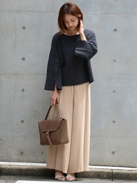 「Noble（ノーブル）のアイテム（トートバッグ）」を使った、yumiさん（レディース・158cm）の秋コーディネート