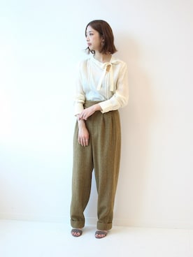 「ツイードパンツ」｜yumiさん（レディース・158cm）の秋コーディネート
