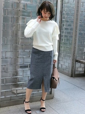 「Noble（ノーブル）のアイテム（トートバッグ）」を使った、yumiさん（レディース・158cm）の秋コーディネート