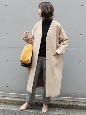 「Noble（ノーブル）のスムースヤーンバルーンリブソデプルオーバー◆（ニット/セーター）」を使った、yumiさん（レディース・158cm）の秋コーディネート