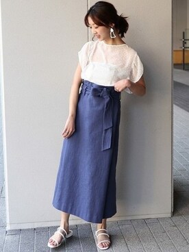 yumiさんの「ブッチャーオーバータックロングタイトスカート◆」を使ったコーディネート