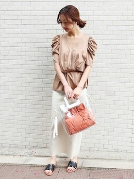 「Noble（ノーブル）のアイテム（トートバッグ）」を使った、yumiさん（レディース・158cm）の春コーディネート