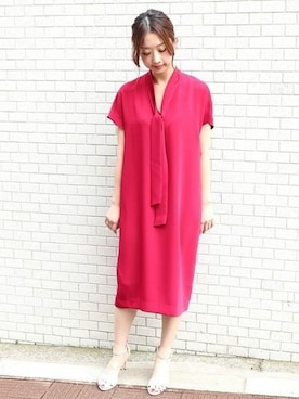 「お食事会」｜「アイテム（ワンピース）」を使った、yumiさん（レディース・158cm）の夏コーディネート