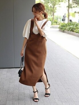 「Noble（ノーブル）のアイテム（ジャンパースカート）」を使った、yumiさん（レディース・158cm）の夏コーディネート