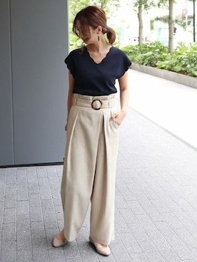 「Noble（ノーブル）のアイテム（ニット/セーター）」を使った、yumiさん（レディース・158cm）の夏コーディネート