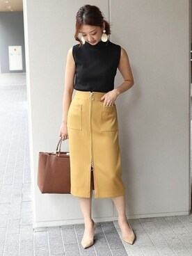 yumiさんの「T/Wダブルクロス フープジップタイトスカート◆」を使ったコーディネート