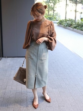 「Noble（ノーブル）のアイテム（トートバッグ）」を使った、yumiさん（レディース・158cm）の秋コーディネート