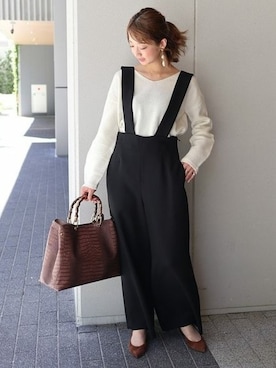 「Noble（ノーブル）のアイテム（オールインワン・サロペット）」を使った、yumiさん（レディース・158cm）の秋コーディネート