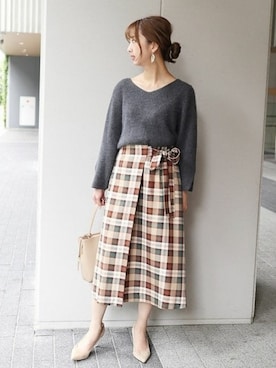 「アンゴラニット」｜yumiさん（レディース・158cm）の秋コーディネート