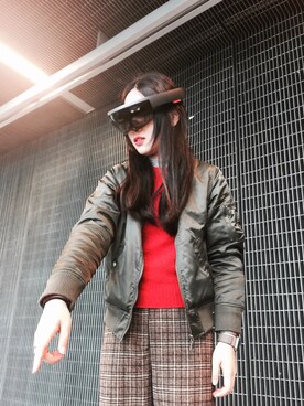 「school」｜「アイテム（ミリタリージャケット）」を使った、kaicinjouさん（レディース・165cm）の春コーディネート