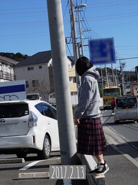 「VANS（バンズ）のアイテム（スニーカー、ブラック系）」を使った、asako*さん（レディース・158cm）の冬コーディネート