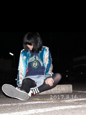 「no brand（ノーブランド）のアイテム（ジャケット/アウター、グリーン系）」を使った、asako*さん（レディース・158cm）の春コーディネート