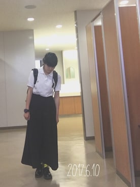 「POLO RALPH LAUREN（ポロ ラルフ ローレン）のアイテム（ポロシャツ、ホワイト系）」を使った、asako*さん（レディース・158cm）の夏コーディネート