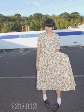 「usedのアイテム（ワンピース、イエロー系）」を使った、asako*さん（レディース・158cm）の夏コーディネート