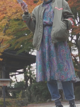 「usedのアイテム（ワンピース、その他）」を使った、asako*さん（レディース・158cm）の秋コーディネート