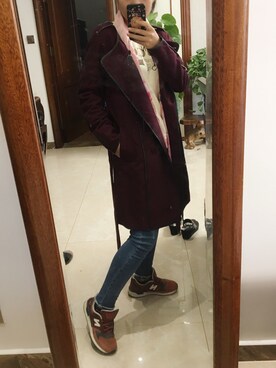 「wenduのアイテム（ピーコート、パープル系）」を使った、LL咚咚咚さん（レディース・166cm）の秋コーディネート