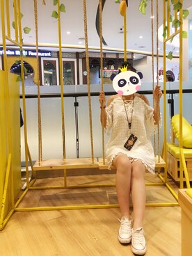 「dizzaのアイテム（ワンピース、ホワイト系）」を使った、LL咚咚咚さん（レディース・166cm）の秋コーディネート