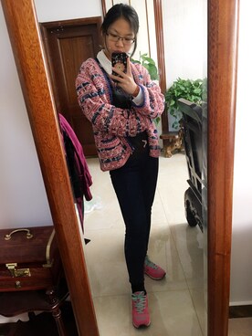 「colour powerのアイテム（ブルゾン、ピンク系）」を使った、LL咚咚咚さん（レディース・166cm）の秋コーディネート